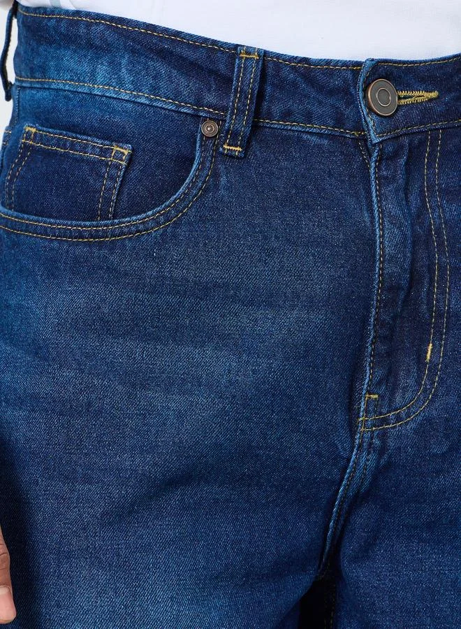 Styli Men Blue Baggy Fit Faded Jeans